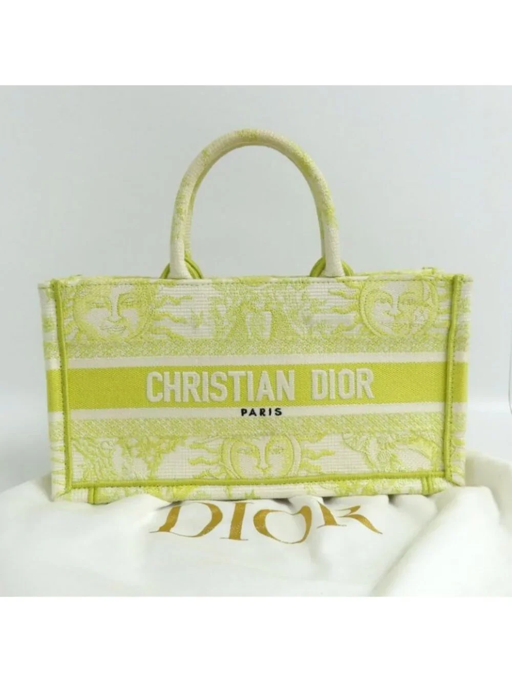 Christian Dior Book Tote Mini M1255 Zecq Handbag Yellow Canvas - Picture 10 of 10